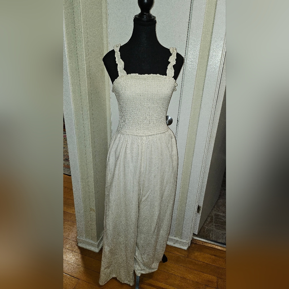 Elegant Cream Smocked Romper